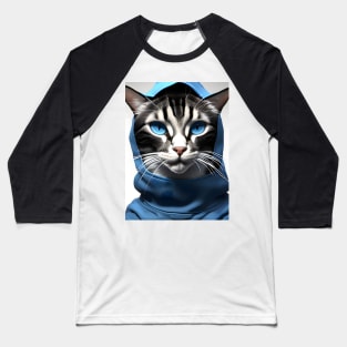 Hooded Cat - Modern Digital Art Baseball T-Shirt